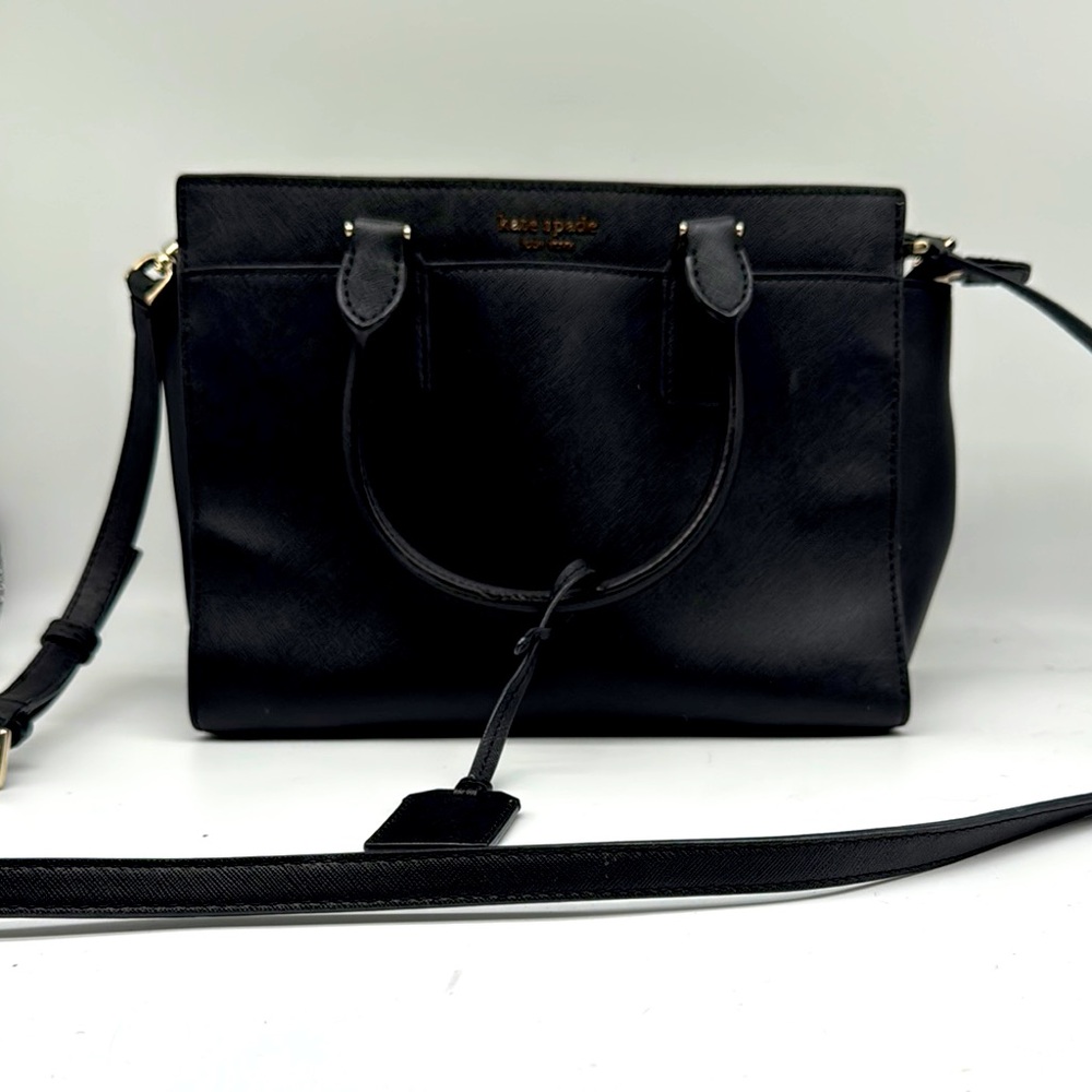 Kate Spade black saffiano leather medium crossbody with detachable strap